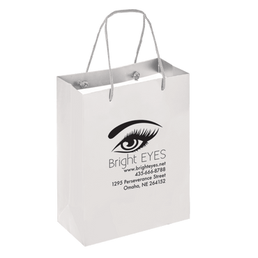 Boutique Imprinted Shopping Bags White - Laminated (Large) [Min. Order Qty: 500 Bags]