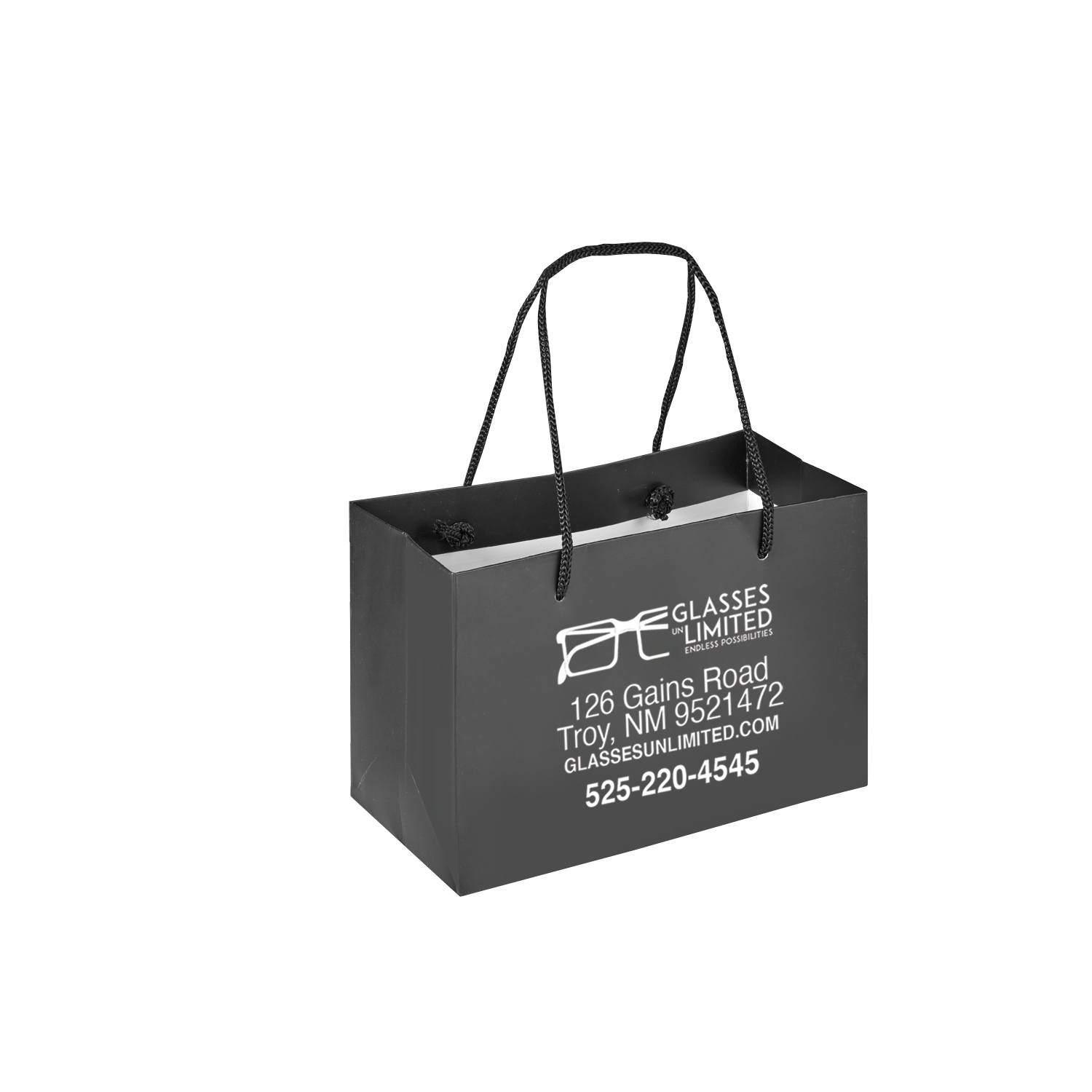 Boutique Imprinted Shopping Bags Black - Laminated (Small) [Min. Order Qty: 500 Bags]