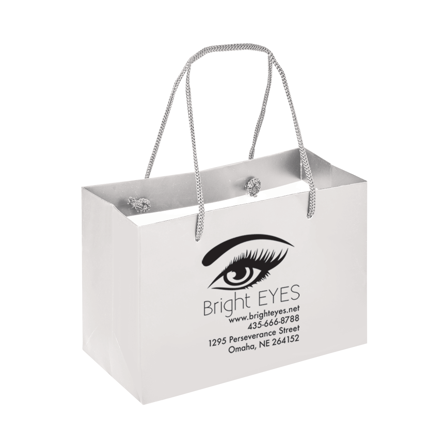 Boutique Imprinted Shopping Bags White - Laminated (Small) [Min. Order Qty: 500 Bags]