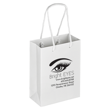 Boutique Imprinted Shopping Bags White - Laminated (Small) [Min. Order Qty: 500 Bags]